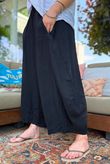 Sandbar Linen Blend Barrel Culotte Pant Black